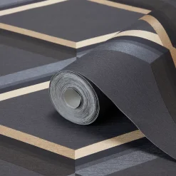 Papier peint cornus sur intissé noir et or-GoodHome Discount