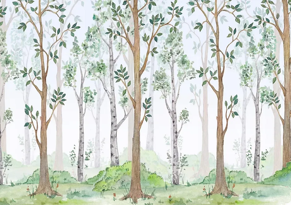 Wallarena Papier Peint Enfant Forêt Intissé Panoramique 350x250 cm - Colle Inclus - Chambre Enfant - Moderne Papier Peint