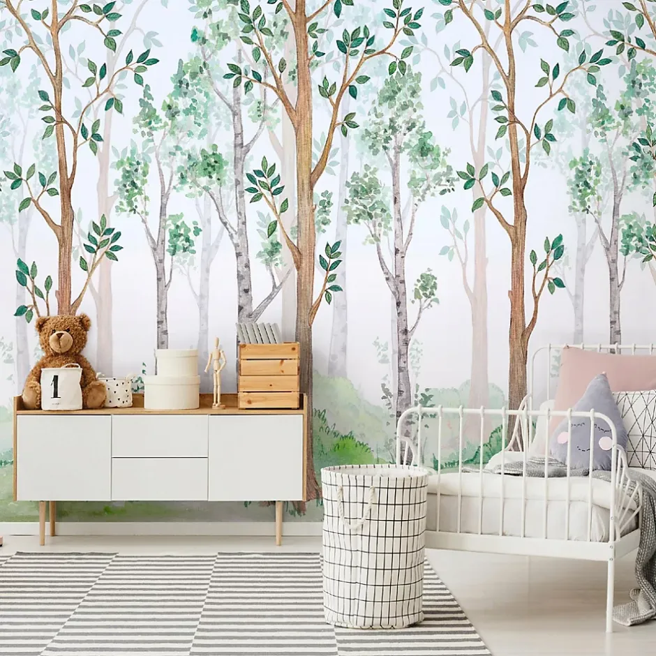 Wallarena Papier Peint Enfant Forêt Intissé Panoramique 350x250 cm - Colle Inclus - Chambre Enfant - Moderne Papier Peint