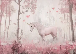 Papier Peint Enfant Forêt Licorne Intissé Panoramique 350x250 cm - Colle Inclus - Moderne Papier Peint pour Chambre Enfant-Wallarena Clearance