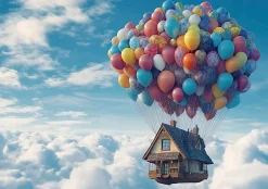 Wallarena Papier Peint Enfant Intissé Panoramique Pour Enfant Chhambre Sky Ballons 350x250