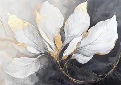 Papier Peint Feuilles Beton Gris Panoramique Intissé 400x280 cm - Colle Inclus - Moderne XXL Papier Peint por Chambre Salon-Wallarena Outlet