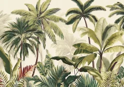 Papier Peint Feuilles Jungle Vert Intissé Panoramique Pour Chambre Cuisine 400x280 cm-Wallarena Outlet