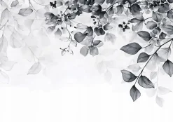 Papier Peint Feuilles Noir et blanc Intissé Panoramique Pour Chambre Cuisine 350x250 cm-Wallarena Clearance