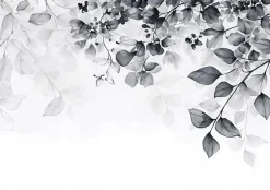 Papier Peint Feuilles Noir et blanc Intissé Panoramique Pour Chambre Cuisine 400x280 cm-Wallarena Online