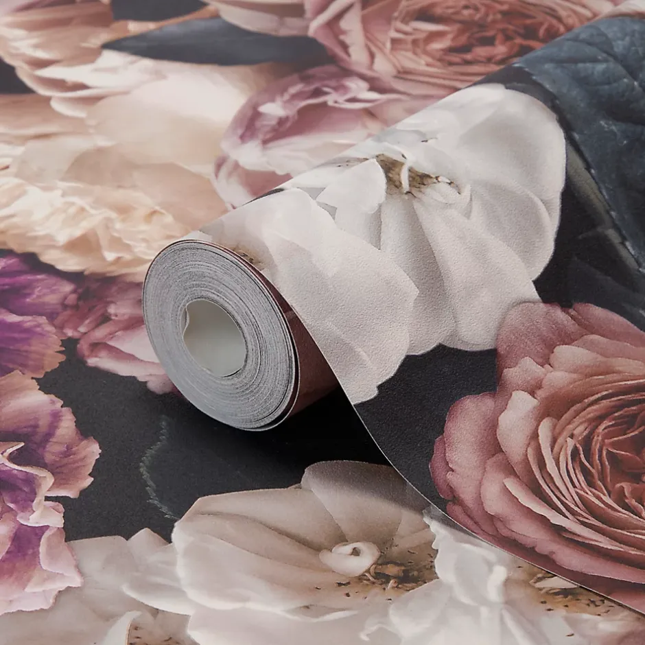 Papier peint floral vinyle sur intissé mauve, Drosera-GoodHome Hot