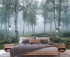 Wallarena Papier Peint Forêt 3D Vert Intissé Panoramique Pour Chambre Cuisine 350x250