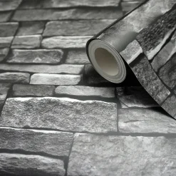 Papier peint imitation brique Arrou ardoise- Discount