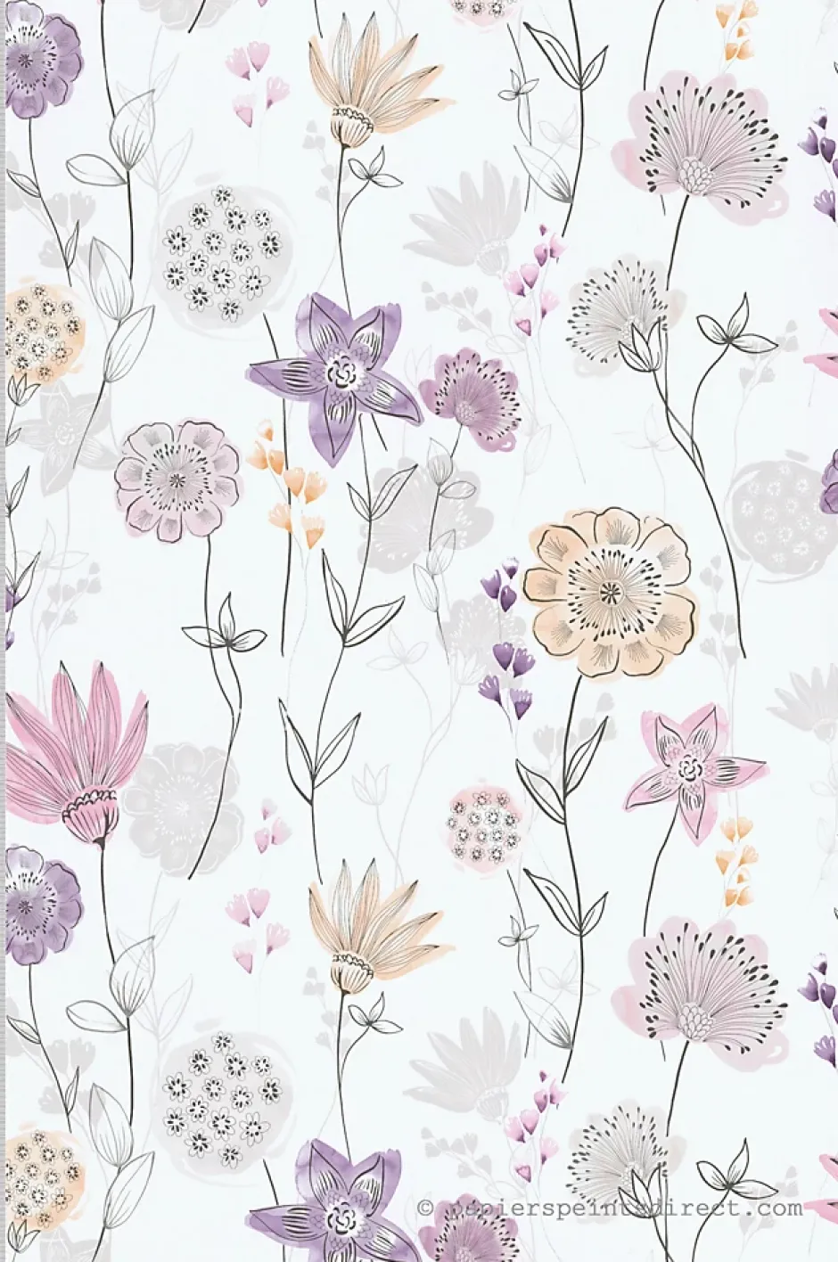 Papier peint intissé Fleur L.10.05 x l.0.53 m. - Réf. LTC-36241013-Lutèce New