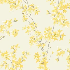 Laura Ashley Papier peint intissé Forsythia imprimé fleurs jaune L.1000 x l.52cm
