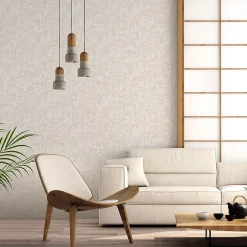 Papier peint intissé Jardin Secret mat et satiné toile de jouy, japonaise taupe l.1000 x l.53 cm-Lutece New