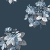 Papier peint intissé Jardin Secret mat et satiné fleurs bleu, bleu nuit l.1000 x l.53 cm-Lutece New