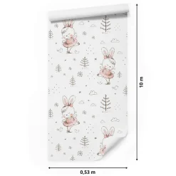 Papier Peint Intissé LAPINS Dansant Pour Chambre D'Enfant-Muralo Outlet