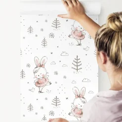 Papier Peint Intissé LAPINS Dansant Pour Chambre D'Enfant-Muralo Outlet