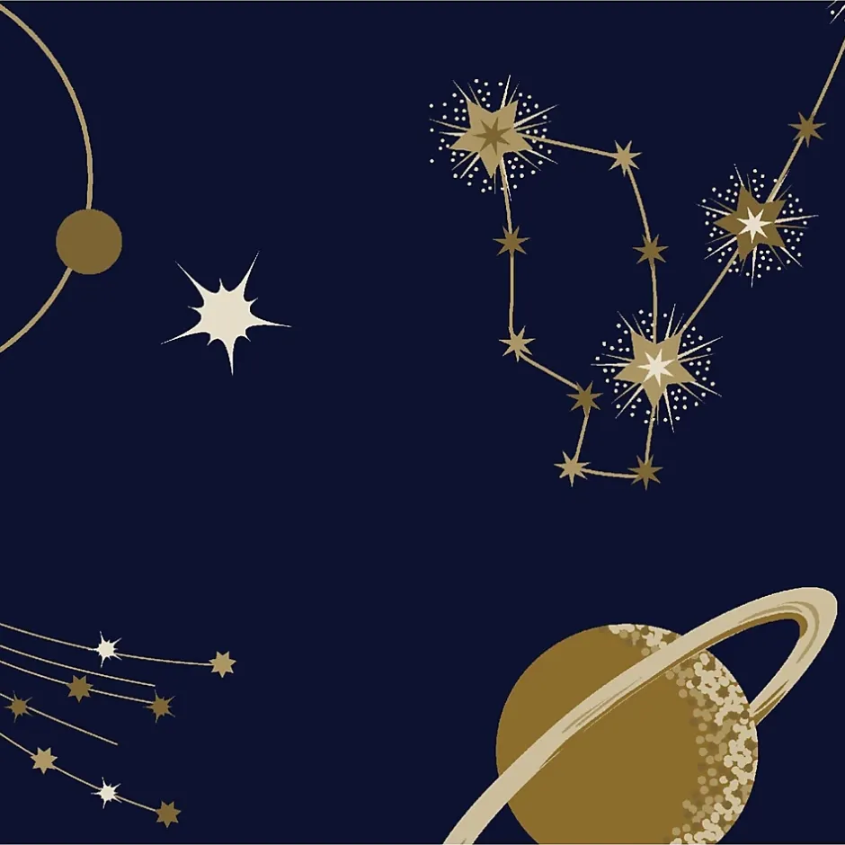 Lutèce Papier peint intissé Les aventures astre doré, bleu marine L.1005 x l.53cm