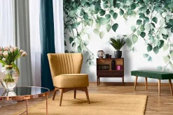 Wallarena Papier Peint Intissé Panoramique Feuilles Vert Nature 350x250 cm - Colle Inclus - Chambre et Salon - Moderne Papier Peint