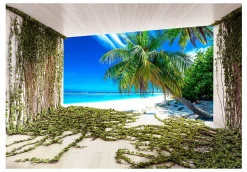 Papier peint intissé panoramique paysage beach and ivy 300x210 cm-Planete Discount Clearance