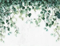 Wallarena Papier Peint Intissé Panoramique Feuilles Vert Nature 300x210 cm - Colle Inclus - Chambre et Salon - Moderne Papier Peint