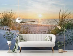 Papier Peint Intissé Panoramique Mer Plage Paysage Nature 300x210 cm - Colle Inclus - Chambre et Salon - Papier Peint 3D-Wallarena Outlet