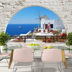 Papier peint intissé panoramique paysage summer in santorini 300x210 cm-Planete Discount New