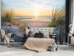 Papier Peint Intissé Panoramique Mer Plage Paysage Nature 400x280 cm - Colle Inclus - Chambre et Salon - Papier Peint 3D-Wallarena Sale