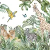 Wallarena Papier Peint Intissé Panoramique Enfants Jungle Animaux 350x250 cm - Colle Inclus - Papier Peint Chambre Enfant Vert Blanc