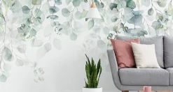 Muralo Papier Peint Intissé Photo FEUILLES Plantes Aquarelle Nature Pour Chambre 360cm x 240cm