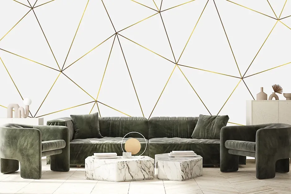 Muralo Papier Peint Intissé Photo MOTIF Géométrique Moderne Pour Chambre 90cm x 60cm