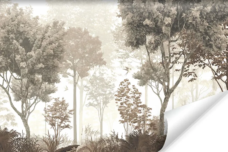 Papier Peint Intissé Photo Pour Salon FORÊT Arbres Nature Rétro 405cm x 270cm-Muralo Discount