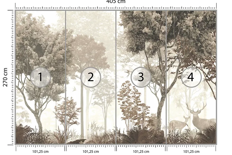 Papier Peint Intissé Photo Pour Salon FORÊT Arbres Nature Rétro 405cm x 270cm-Muralo Discount