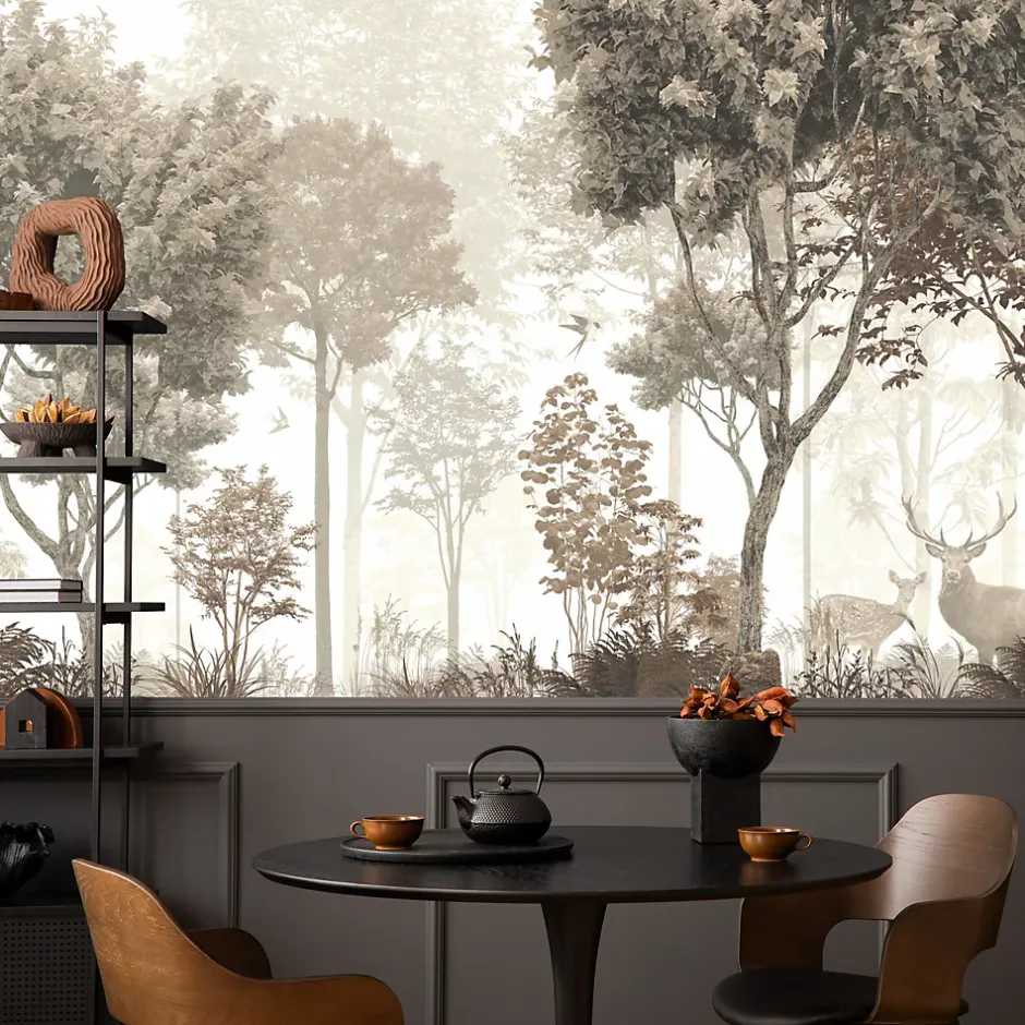 Papier Peint Intissé Photo Pour Salon FORÊT Arbres Nature Rétro 405cm x 270cm-Muralo Discount