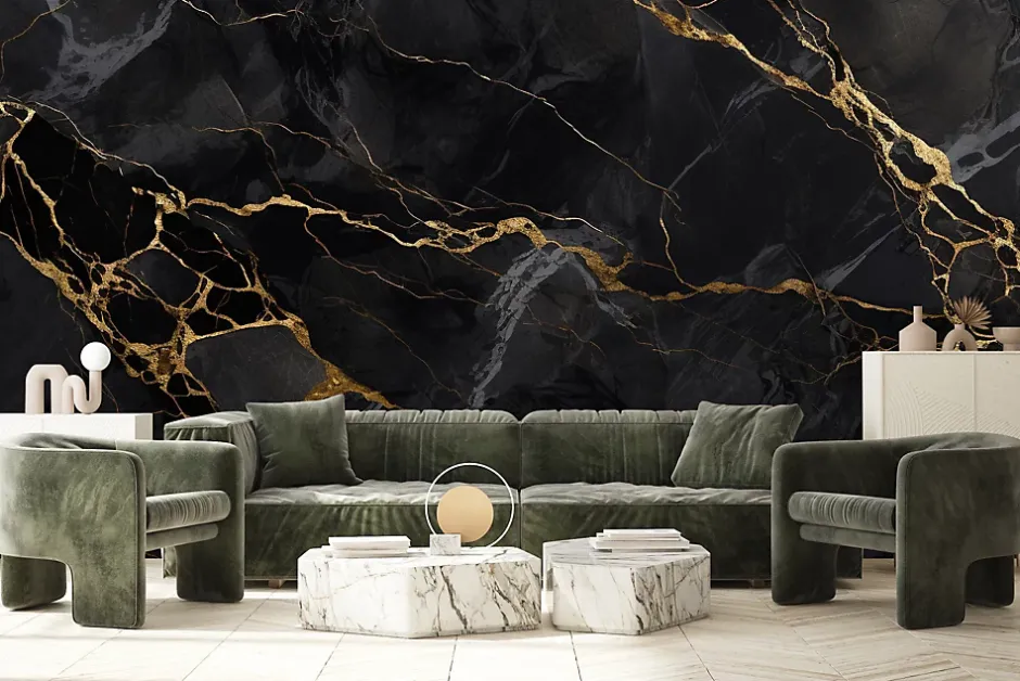 Muralo Papier Peint Intissé Photo INTISSE Marbre Abstraction Pour Salon 300cm x 210cm