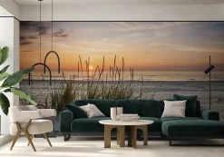 Muralo Papier Peint Intissé Photo MER Plage Coucher De Soleil Pour Chambre 368cm x 254cm