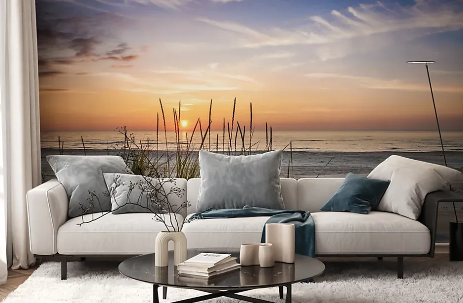 Muralo Papier Peint Intissé Photo MER Plage Coucher De Soleil Pour Chambre 368cm x 254cm