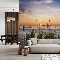 Muralo Papier Peint Intissé Photo MER Plage Coucher De Soleil Pour Chambre 368cm x 254cm