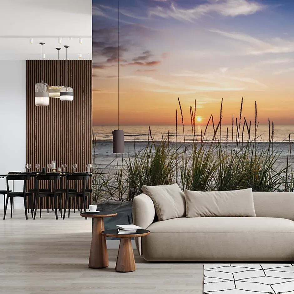 Muralo Papier Peint Intissé Photo MER Plage Coucher De Soleil Pour Chambre 368cm x 254cm