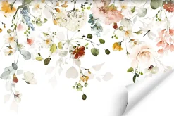 Papier Peint Intissé Photo Pour Salon FLEURS Colorées Feuilles Plantes Nature 405cm x 270cm-Muralo Clearance