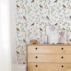 Muralo Papier Peint Intissé Pour Salon OISEAUX Fleurs Feuilles Nature