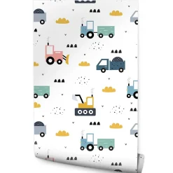 Muralo Papier Peint Intissé Pour Chambre D'Enfant VEHICULES Nuages