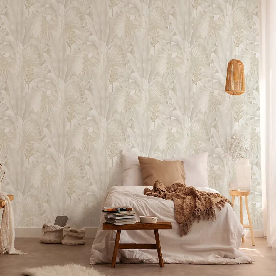 Papier peint intissé vintage feuillage beige mat l.1005 x l.53cm, As Création-A.S. Creation Sale