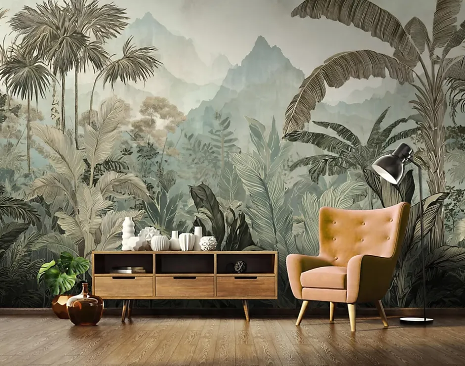 Papier Peint Intissé Panoramique Pour Chambre Cuisine Jungle Forêt tropicale 250x175 cm-Wallarena Clearance