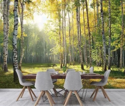 Papier Peint Intissé Panoramique Pour Chambre Cuisine 3D Forêt Vert 350x250-Wallarena Discount