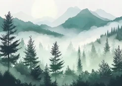 Wallarena Papier Peint Montagnes Nature Panoramique Intissé 350x250 cm - Colle Inclus - Moderne Papier Peint Intissé Chambre Salon