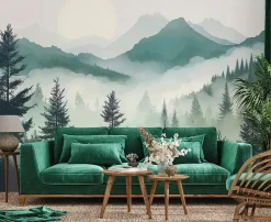 Wallarena Papier Peint Montagnes Nature Panoramique Intissé 350x250 cm - Colle Inclus - Moderne Papier Peint Intissé Chambre Salon