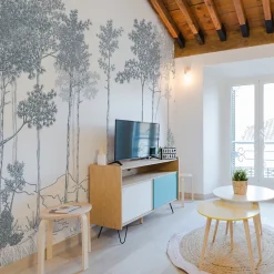 Papier peint panoramique Balade dans les bois, Bleu 150 x 250cm-Acte Déco Discount