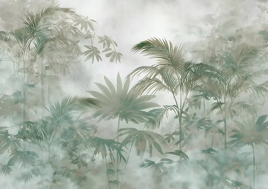 Papier Peint Panoramique Intissé Jungle Feuilles Vert - 350x250 cm - Papier Peint Chambre et salon-Wallarena Sale