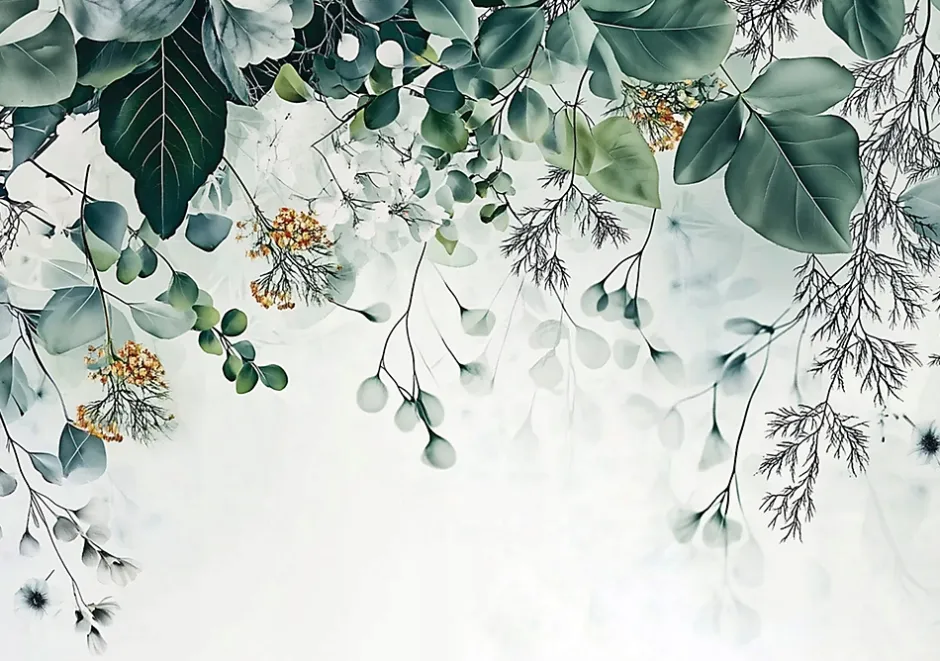 Papier Peint Panoramique Intissé Nature Vert Feuilles 250x175 cm - Colle Inclus - Moderne XXL Papier Peint por Chambre Salon-Wallarena Clearance