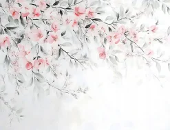 Papier Peint Panoramique Intissé Feuilles Fleurs 400x280 cm - Colle Inclus - Chambre et Salon - Moderne Papier Peint-Wallarena Hot