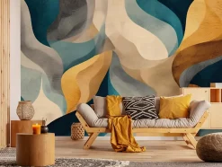 Wallarena Papier Peint Panoramique Intissé Art Déco Abstrait Beige - 350x250 cm - Papier Peint Chambre et salon