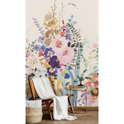 GoodHome Papier peint panoramique intissé Venetian fleurs pastel L.280 x l.159 cm